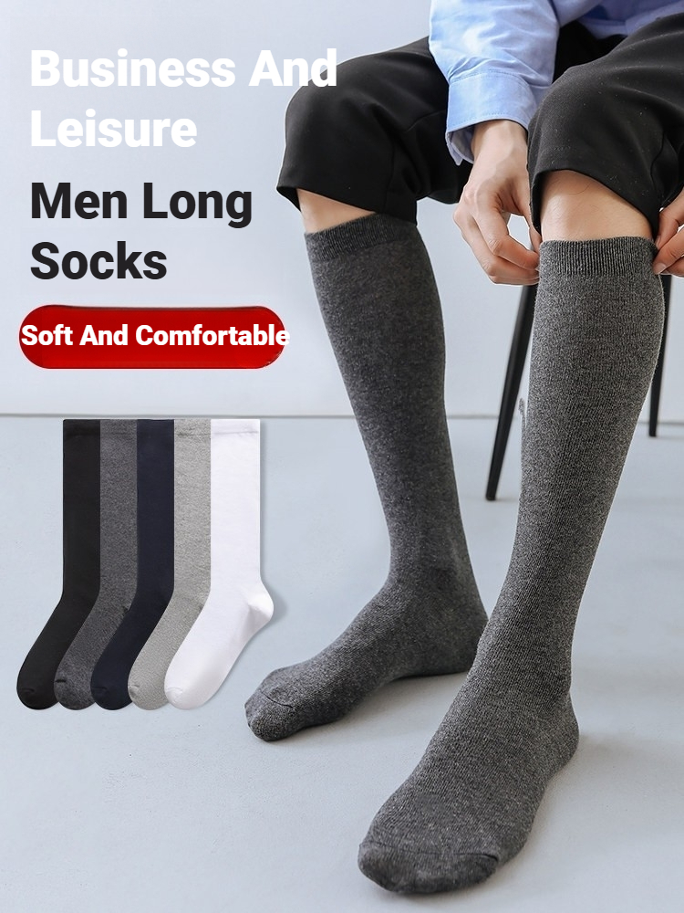 1 Pair Men Solid Knee High Bus - Sock Garter Men recension och pris